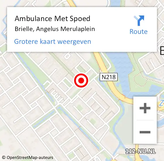 Locatie op kaart van de 112 melding: Ambulance Met Spoed Naar Brielle, Angelus Merulaplein op 7 april 2022 11:07