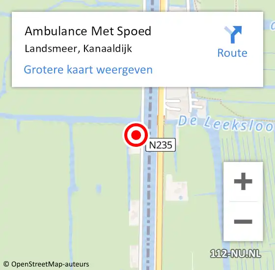 Locatie op kaart van de 112 melding: Ambulance Met Spoed Naar Landsmeer, Kanaaldijk op 7 april 2022 11:16