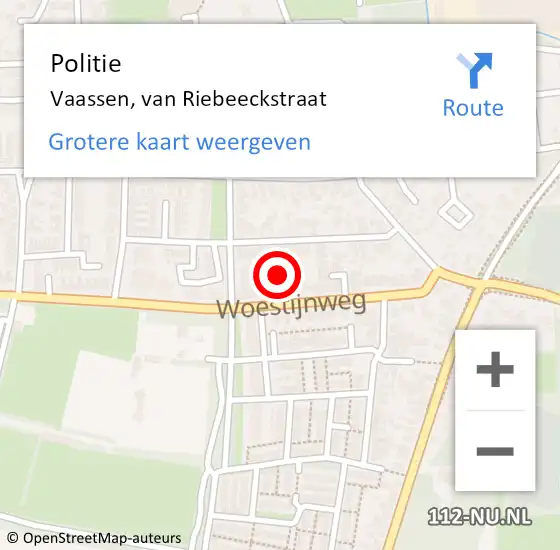 Locatie op kaart van de 112 melding: Politie Vaassen, van Riebeeckstraat op 7 april 2022 11:24