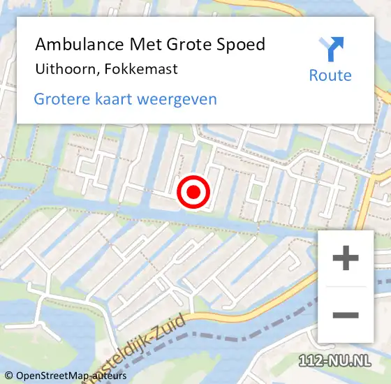 Locatie op kaart van de 112 melding: Ambulance Met Grote Spoed Naar Uithoorn, Fokkemast op 7 april 2022 11:28