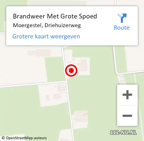 Locatie op kaart van de 112 melding: Brandweer Met Grote Spoed Naar Moergestel, Driehuizerweg op 7 april 2022 11:30