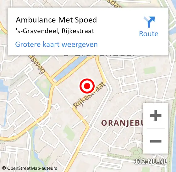 Locatie op kaart van de 112 melding: Ambulance Met Spoed Naar 's-Gravendeel, Rijkestraat op 7 april 2022 11:33