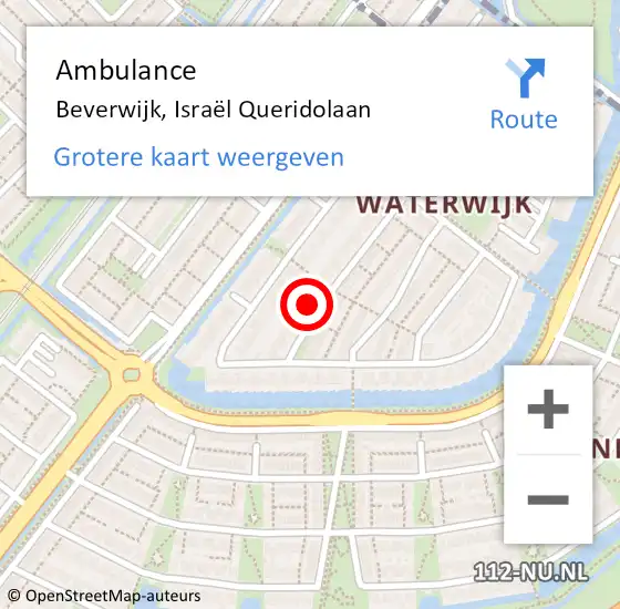 Locatie op kaart van de 112 melding: Ambulance Beverwijk, Israël Queridolaan op 7 april 2022 11:43