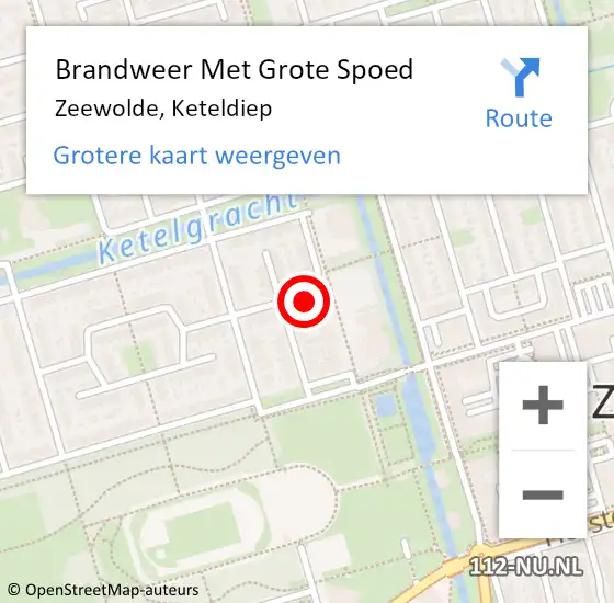 Locatie op kaart van de 112 melding: Brandweer Met Grote Spoed Naar Zeewolde, Keteldiep op 7 april 2022 11:49