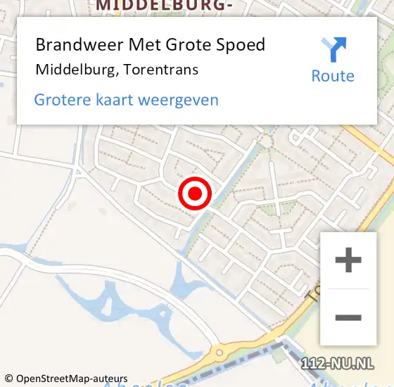 Locatie op kaart van de 112 melding: Brandweer Met Grote Spoed Naar Middelburg, Torentrans op 7 april 2022 11:50