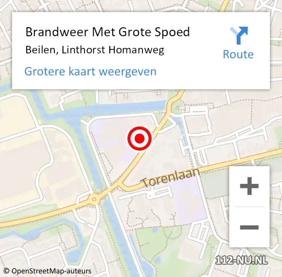 Locatie op kaart van de 112 melding: Brandweer Met Grote Spoed Naar Beilen, Linthorst Homanweg op 7 april 2022 11:54