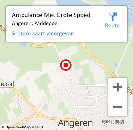 Locatie op kaart van de 112 melding: Ambulance Met Grote Spoed Naar Angeren, Paddepoel op 7 april 2022 12:00