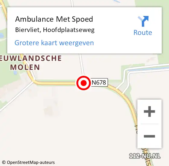 Locatie op kaart van de 112 melding: Ambulance Met Spoed Naar Biervliet, Hoofdplaatseweg op 13 juli 2014 16:48