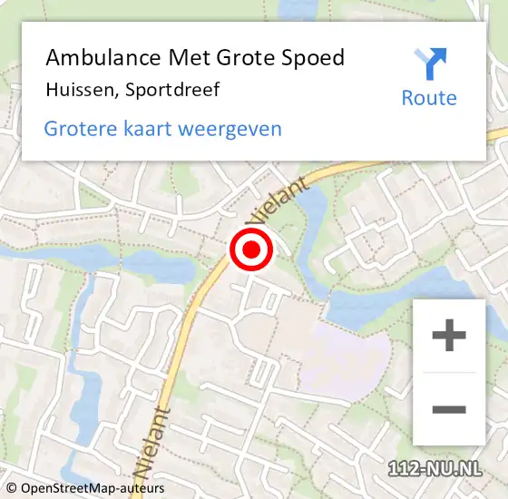 Locatie op kaart van de 112 melding: Ambulance Met Grote Spoed Naar Huissen, Sportdreef op 7 april 2022 12:34