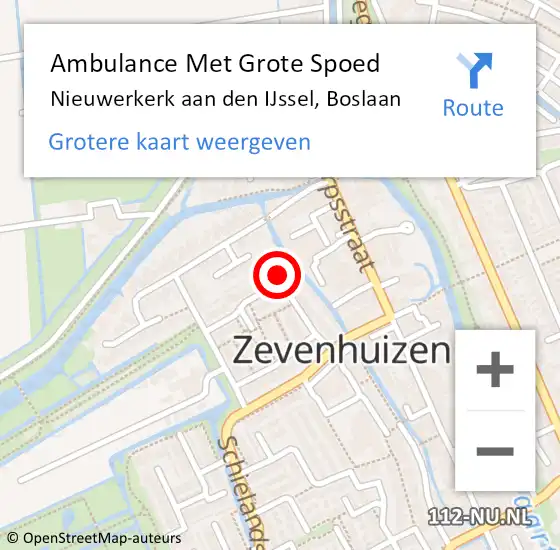 Locatie op kaart van de 112 melding: Ambulance Met Grote Spoed Naar Zevenhuizen, Boslaan op 7 april 2022 12:41