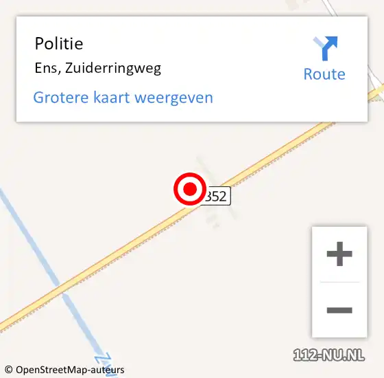 Locatie op kaart van de 112 melding: Politie Ens, Zuiderringweg op 7 april 2022 12:46