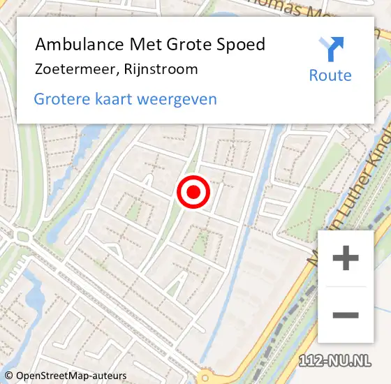 Locatie op kaart van de 112 melding: Ambulance Met Grote Spoed Naar Zoetermeer, Rijnstroom op 7 april 2022 12:46