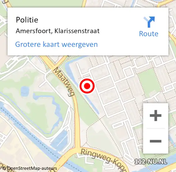 Locatie op kaart van de 112 melding: Politie Amersfoort, Klarissenstraat op 7 april 2022 13:04