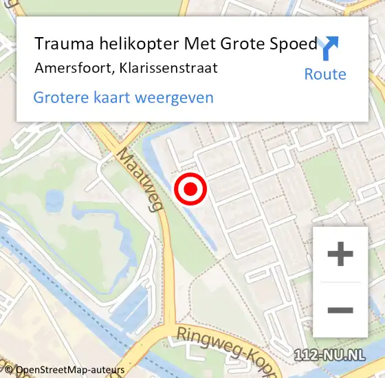 Locatie op kaart van de 112 melding: Trauma helikopter Met Grote Spoed Naar Amersfoort, Klarissenstraat op 7 april 2022 13:05