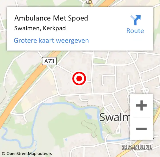 Locatie op kaart van de 112 melding: Ambulance Met Spoed Naar Swalmen, Kerkpad op 7 april 2022 13:19