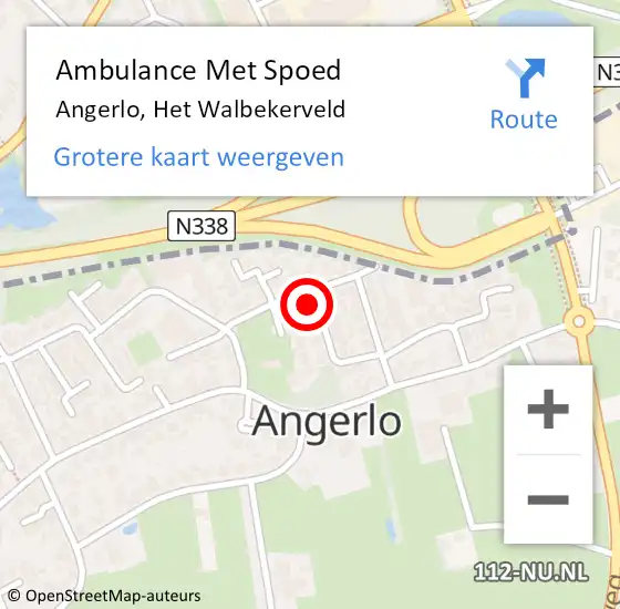 Locatie op kaart van de 112 melding: Ambulance Met Spoed Naar Angerlo, Het Walbekerveld op 7 april 2022 13:33