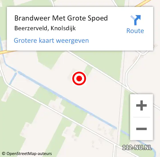 Locatie op kaart van de 112 melding: Brandweer Met Grote Spoed Naar Beerzerveld, Knolsdijk op 7 april 2022 13:33