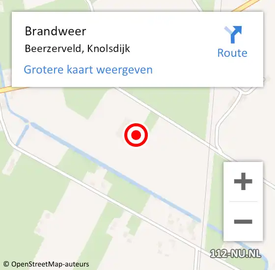 Locatie op kaart van de 112 melding: Brandweer Beerzerveld, Knolsdijk op 7 april 2022 13:36