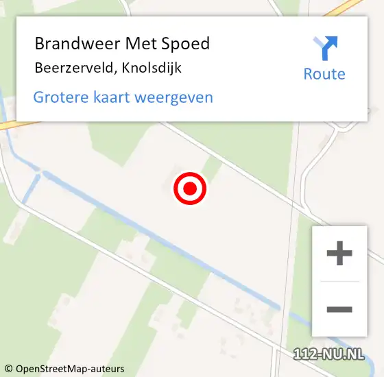 Locatie op kaart van de 112 melding: Brandweer Met Spoed Naar Beerzerveld, Knolsdijk op 7 april 2022 13:45