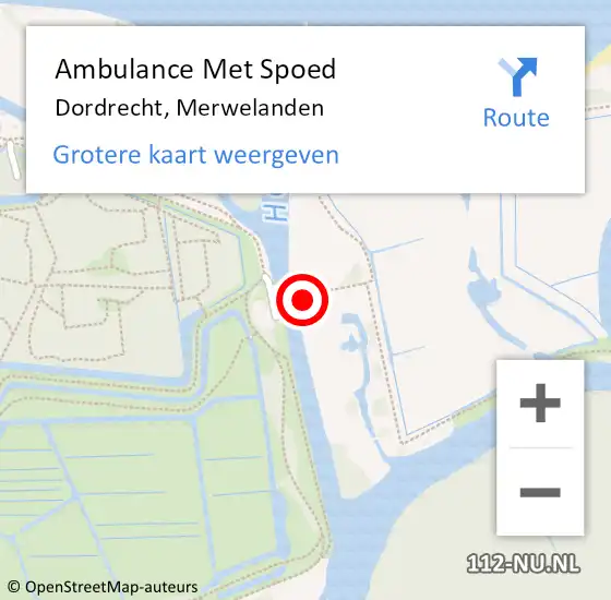 Locatie op kaart van de 112 melding: Ambulance Met Spoed Naar Dordrecht, Merwelanden op 7 april 2022 13:52