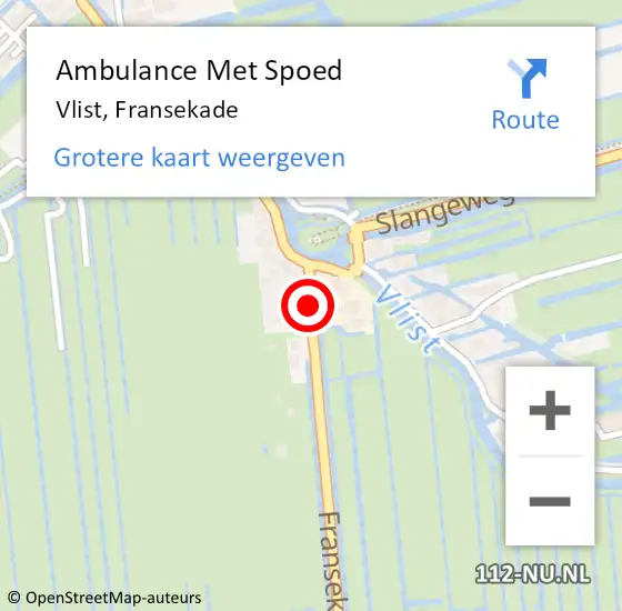 Locatie op kaart van de 112 melding: Ambulance Met Spoed Naar Vlist, Fransekade op 7 april 2022 13:54