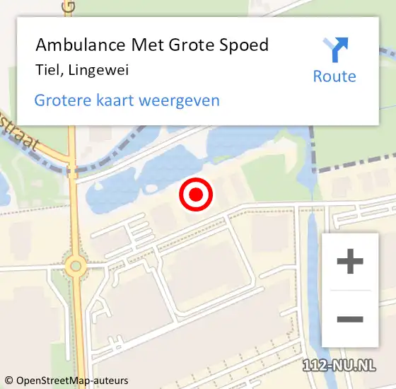 Locatie op kaart van de 112 melding: Ambulance Met Grote Spoed Naar Tiel, Lingewei op 7 april 2022 14:06