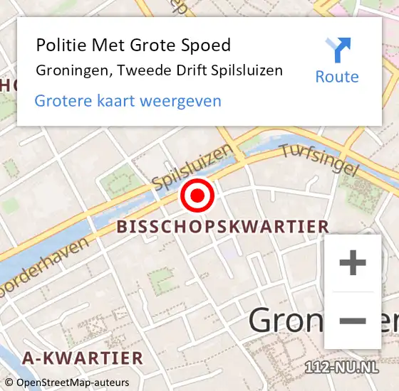 Locatie op kaart van de 112 melding: Politie Met Grote Spoed Naar Groningen, Tweede Drift Spilsluizen op 7 april 2022 14:20