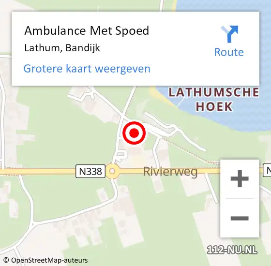Locatie op kaart van de 112 melding: Ambulance Met Spoed Naar Lathum, Bandijk op 7 april 2022 14:24