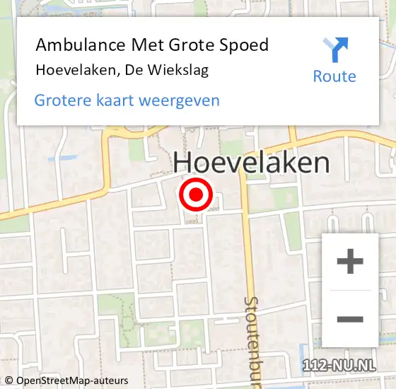 Locatie op kaart van de 112 melding: Ambulance Met Grote Spoed Naar Hoevelaken, De Wiekslag op 7 april 2022 14:36