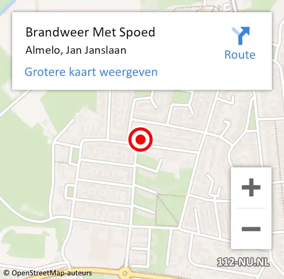 Locatie op kaart van de 112 melding: Brandweer Met Spoed Naar Almelo, Jan Janslaan op 7 april 2022 14:37