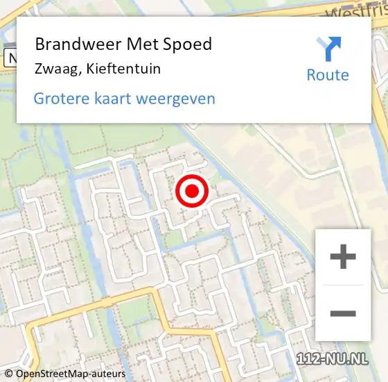 Locatie op kaart van de 112 melding: Brandweer Met Spoed Naar Zwaag, Kieftentuin op 7 april 2022 14:43