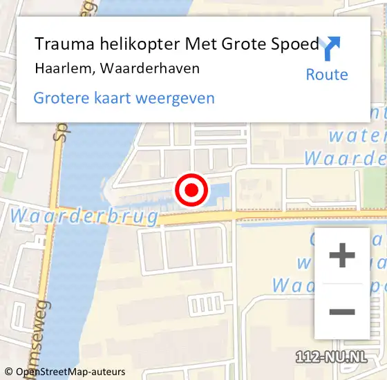 Locatie op kaart van de 112 melding: Trauma helikopter Met Grote Spoed Naar Haarlem, Waarderhaven op 7 april 2022 14:53