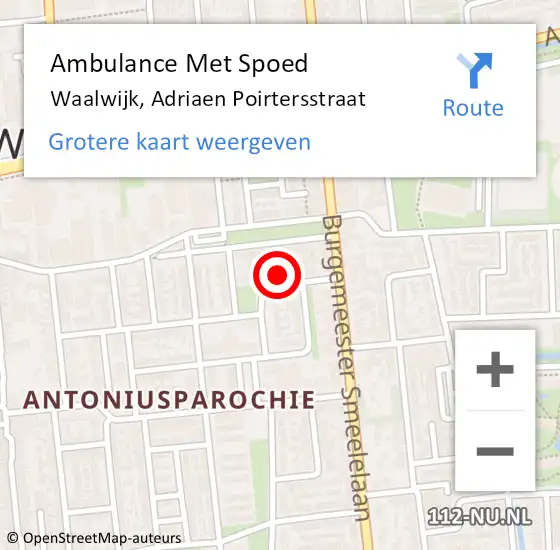 Locatie op kaart van de 112 melding: Ambulance Met Spoed Naar Waalwijk, Adriaen Poirtersstraat op 13 juli 2014 17:13