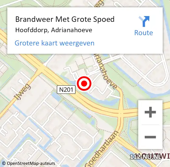 Locatie op kaart van de 112 melding: Brandweer Met Grote Spoed Naar Hoofddorp, Adrianahoeve op 7 april 2022 15:02