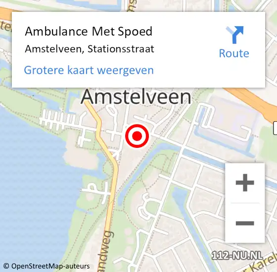 Locatie op kaart van de 112 melding: Ambulance Met Spoed Naar Amstelveen, Stationsstraat op 7 april 2022 15:03