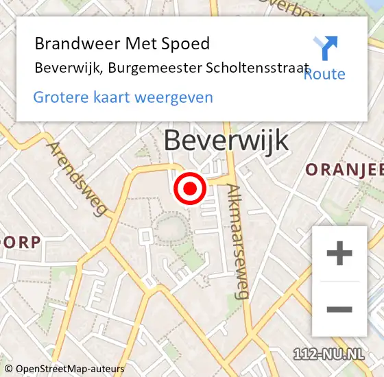 Locatie op kaart van de 112 melding: Brandweer Met Spoed Naar Beverwijk, Burgemeester Scholtensstraat op 7 april 2022 15:09