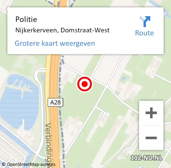 Locatie op kaart van de 112 melding: Politie Nijkerkerveen, Domstraat-West op 7 april 2022 15:12