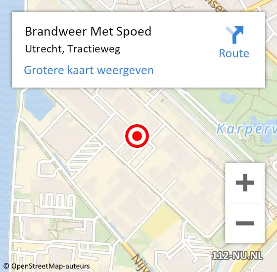 Locatie op kaart van de 112 melding: Brandweer Met Spoed Naar Utrecht, Tractieweg op 7 april 2022 15:12