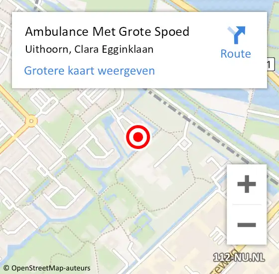 Locatie op kaart van de 112 melding: Ambulance Met Grote Spoed Naar Uithoorn, Clara Egginklaan op 7 april 2022 15:20