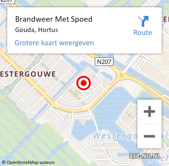 Locatie op kaart van de 112 melding: Brandweer Met Spoed Naar Gouda, Hortus op 7 april 2022 15:23