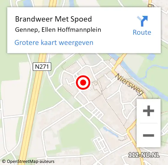 Locatie op kaart van de 112 melding: Brandweer Met Spoed Naar Gennep, Ellen Hoffmannplein op 7 april 2022 15:27