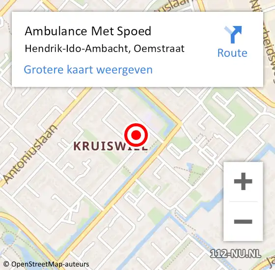 Locatie op kaart van de 112 melding: Ambulance Met Spoed Naar Hendrik-Ido-Ambacht, Oemstraat op 7 april 2022 15:29