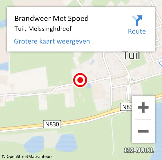 Locatie op kaart van de 112 melding: Brandweer Met Spoed Naar Tuil, Melssinghdreef op 7 april 2022 15:30