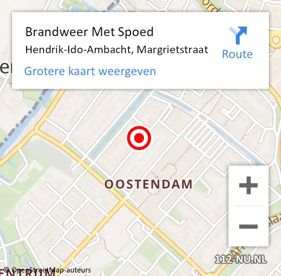 Locatie op kaart van de 112 melding: Brandweer Met Spoed Naar Hendrik-Ido-Ambacht, Margrietstraat op 7 april 2022 15:35