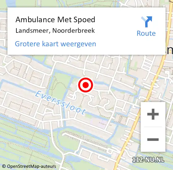 Locatie op kaart van de 112 melding: Ambulance Met Spoed Naar Landsmeer, Noorderbreek op 7 april 2022 15:37