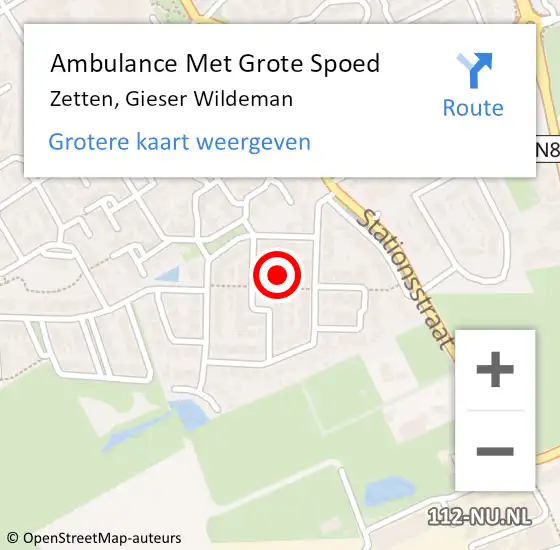 Locatie op kaart van de 112 melding: Ambulance Met Grote Spoed Naar Zetten, Gieser Wildeman op 7 april 2022 15:45