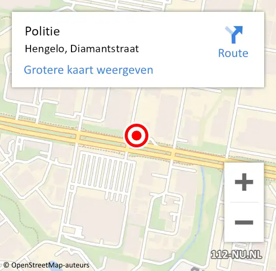 Locatie op kaart van de 112 melding: Politie Hengelo, Diamantstraat op 7 april 2022 16:02