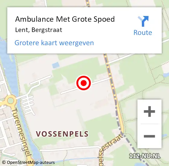 Locatie op kaart van de 112 melding: Ambulance Met Grote Spoed Naar Lent, Bergstraat op 7 april 2022 16:04