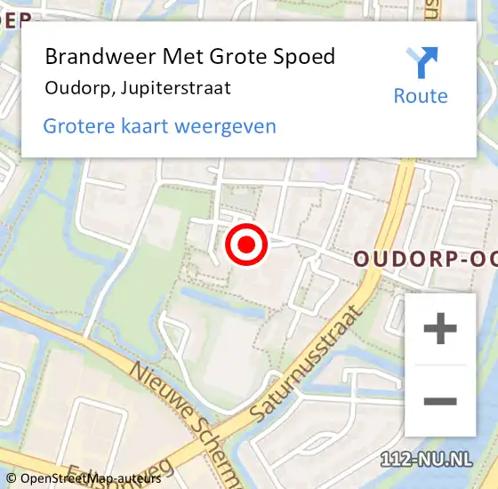 Locatie op kaart van de 112 melding: Brandweer Met Grote Spoed Naar Oudorp, Jupiterstraat op 13 juli 2014 17:23