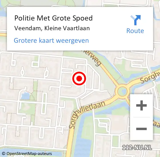 Locatie op kaart van de 112 melding: Politie Met Grote Spoed Naar Veendam, Kleine Vaartlaan op 7 april 2022 16:05